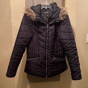 Puff jacket with faux fur lined hood